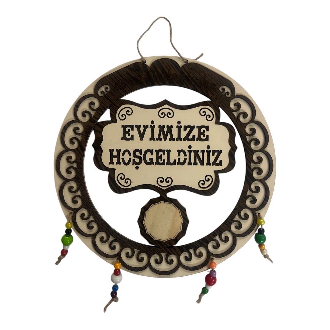 Saatli Model Evimize Hoş Geldiniz Kapı Süsü