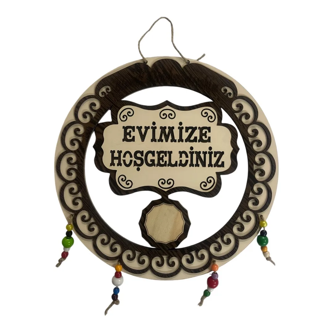Saatli Model Evimize Hoş Geldiniz Kapı Süsü