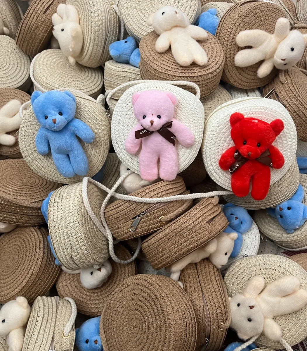 Peluşlu Çocuk Hasır Çanta
