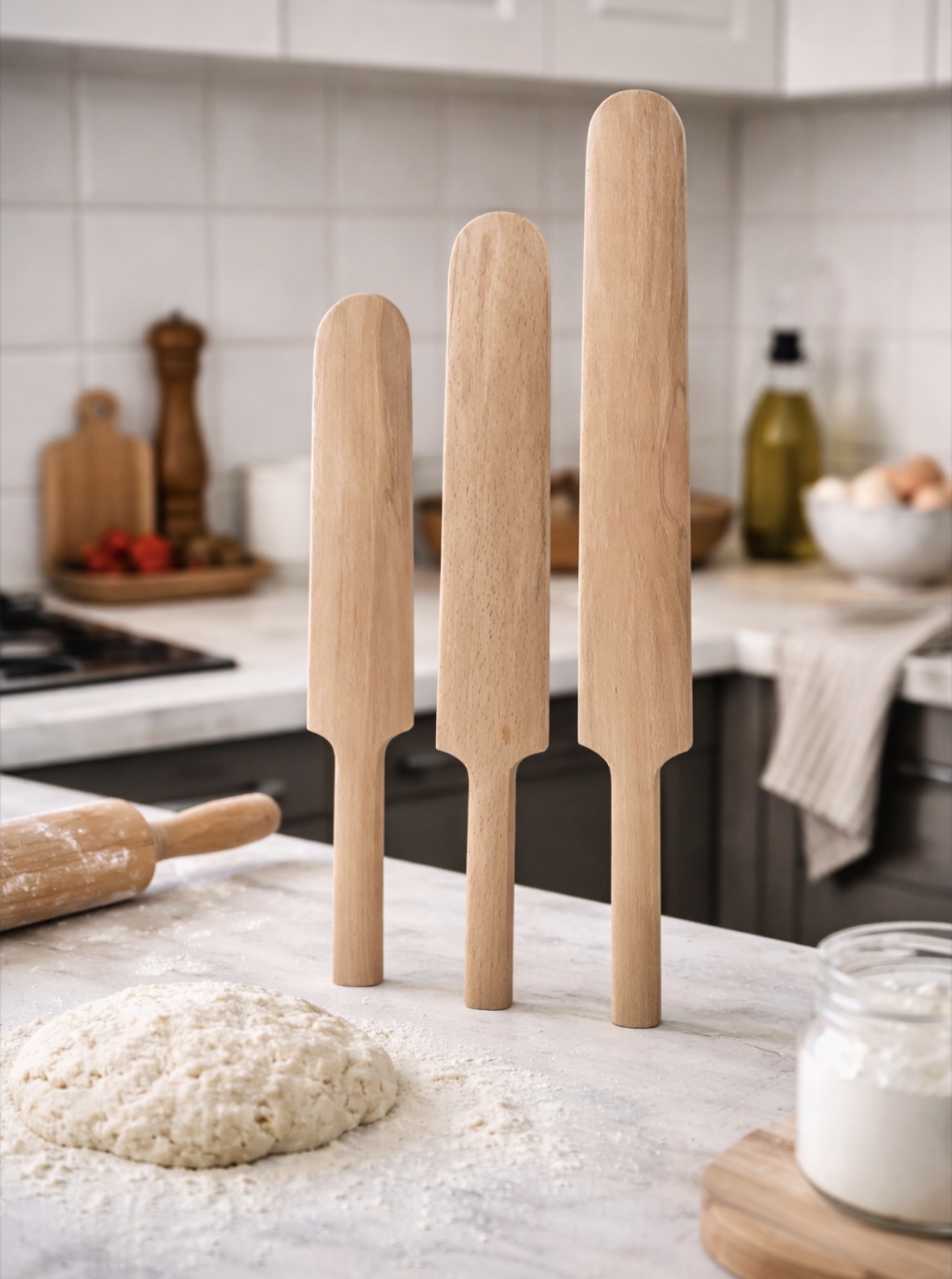 65 cm Fırınlı Kayın Lüks Bisleğeç Büyük Boy