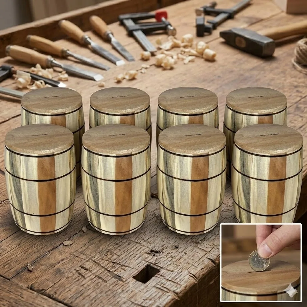 Ahşap Küçük Boy Fıçı Kumbara