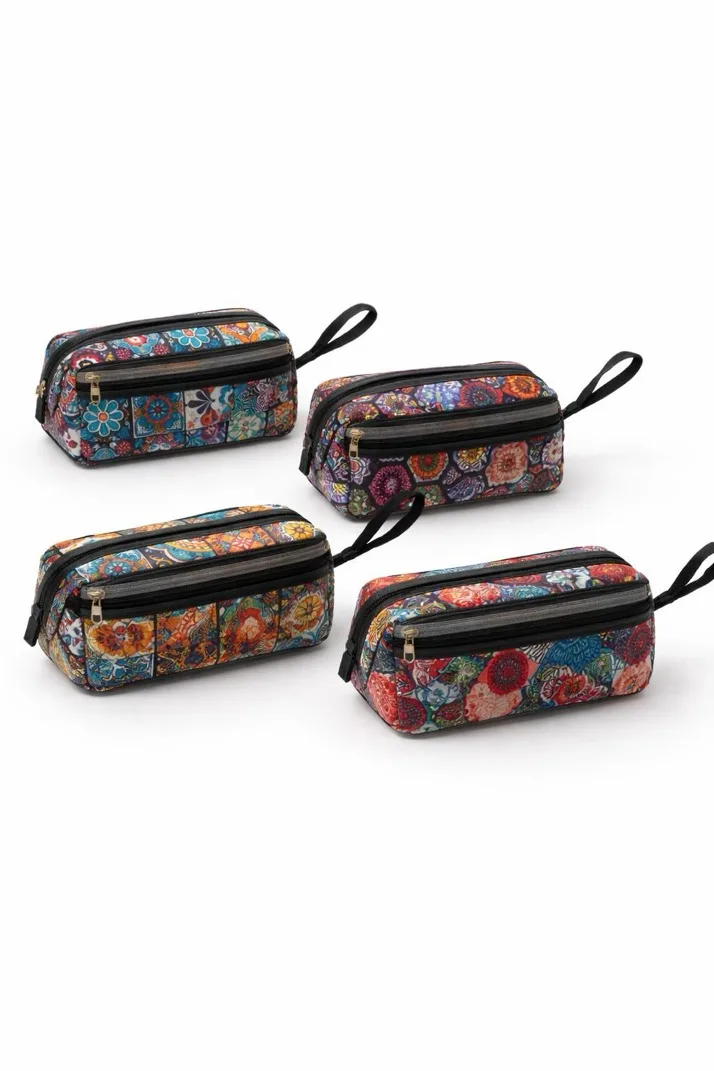 Makyaj Çantası Kilim-Terme 3 Fermuarlı